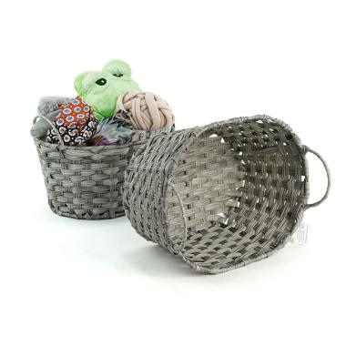 woven oval storage bin grey 2 tone tp145 1 handles bowls