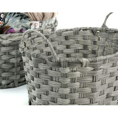 woven oval storage bin grey 2 tone tp145 1 handles bowls