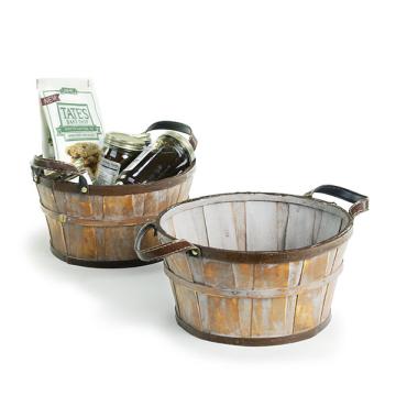 9  wood slat bowl w faux leather handle bd209 1 handles