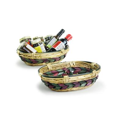 willowwoodchip oval tray green wine braid bw410 1 handles