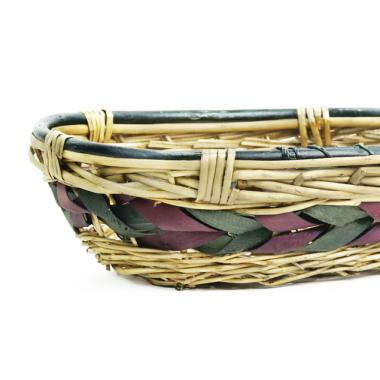 willowwoodchip oval tray green wine braid bw410 1 handles