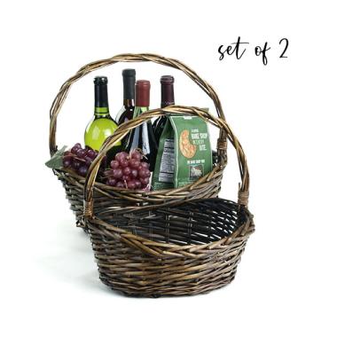 stained willow oval boat shop small set2 sw384 2sm wholesale basket containers