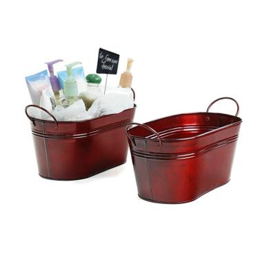 12  oval tin translucent red tub by14 1tpr wholesale metal containers