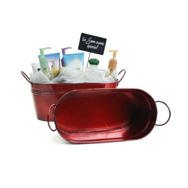 12  oval tin translucent red tub by14 1tpr wholesale metal containers