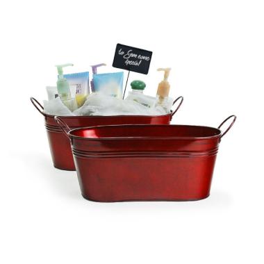 12  oval tin translucent red tub by14 1tpr wholesale metal containers