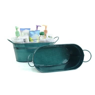 12  oval tin translucent teal tub by14 1ttl wholesale metal containers