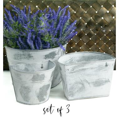 s3 tin half bucket wall basket white wash wy766 3 wholesale metal