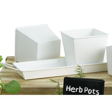 tin herb pot white by42 1w wholesale metal containers pails pots rect