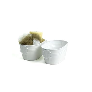 6  tin oval bowl white by876 1w wholesale metal containers mini