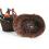 willow oval folding handle boat shape dark brown stained