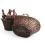 willow oval folding handle boat shape dark brown stained