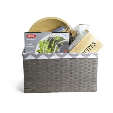 large woven synthetic rectangle storage bin tp424 1gry handles bowls