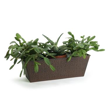 14 metal rectangle window box antique brown